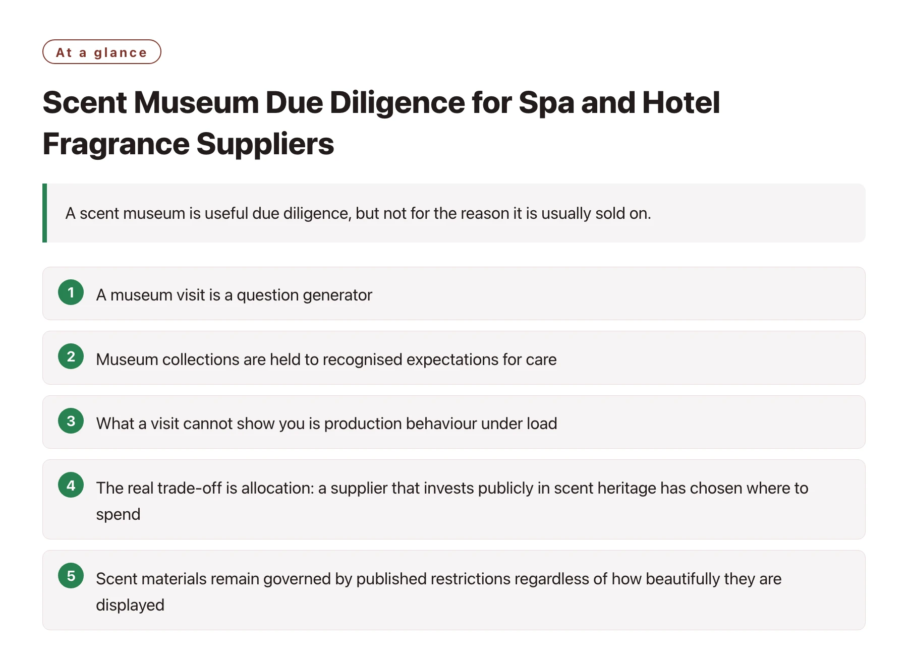 Scent Museum Due Diligence for Spa and Hotel Fragrance Suppliers——全文要点速览