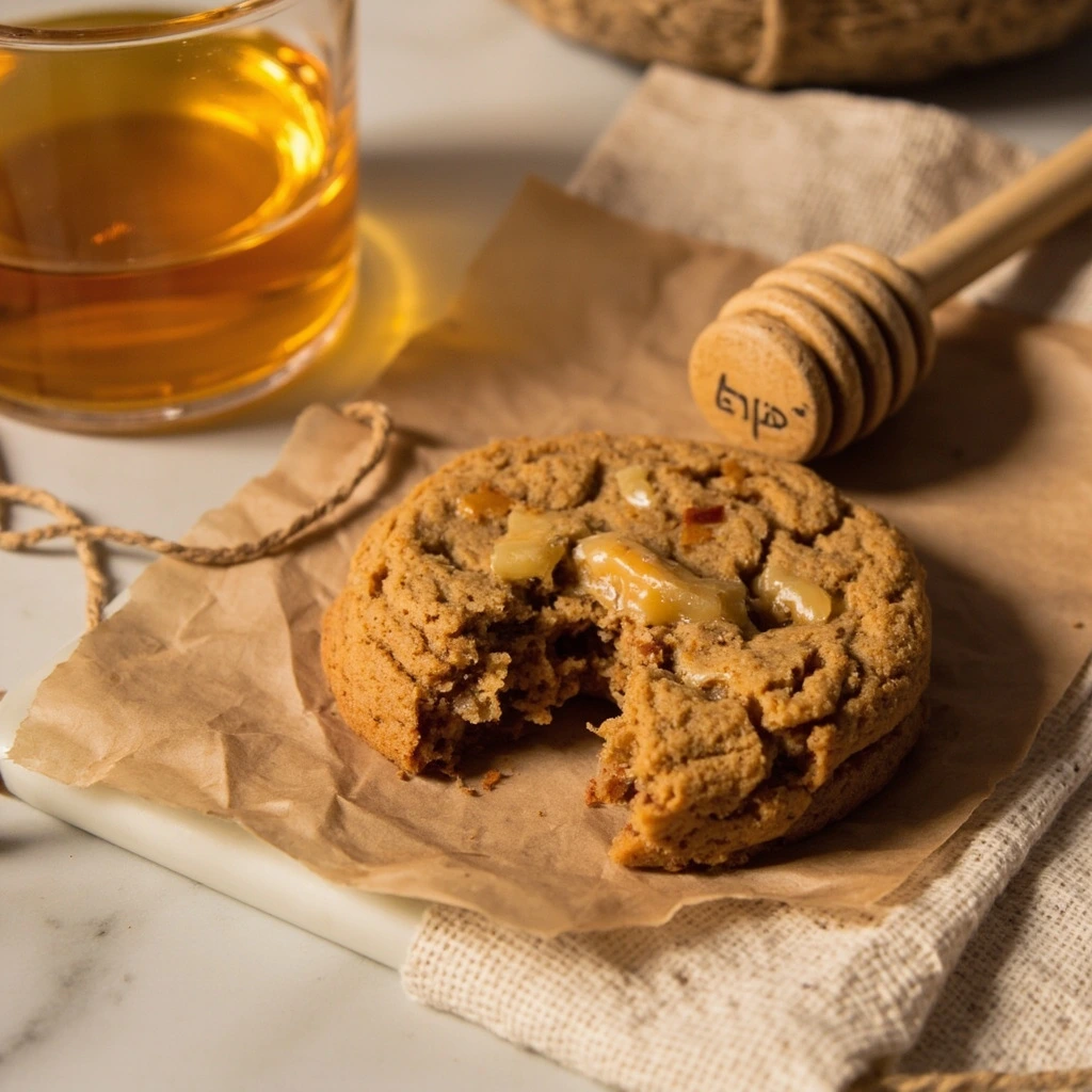 Brown butter toffee cookie on kraft paper